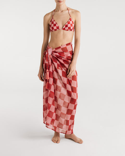 Taylor Red Checkers Sarong