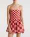 Liana Red Checkers Shorts