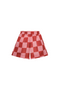 Liana Red Checkers Shorts