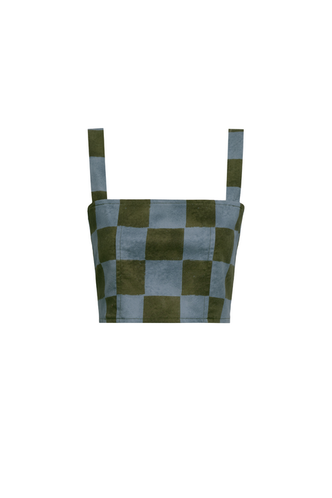 Ceci Blue Checkers Top