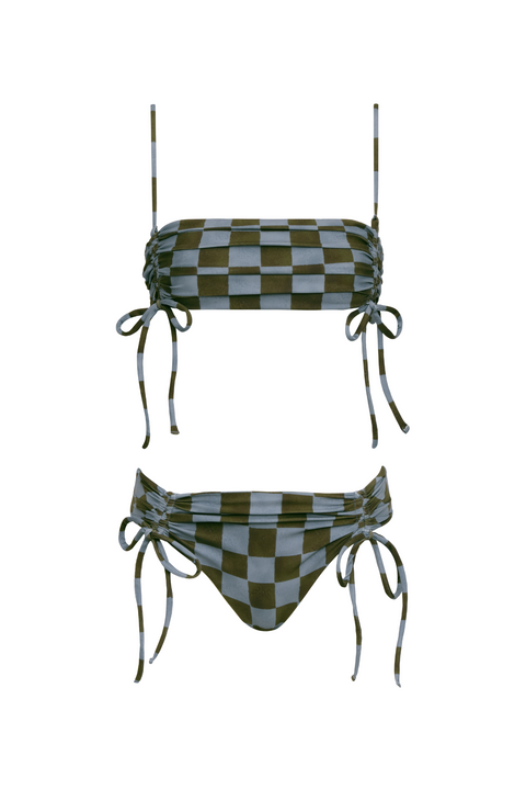 Clarisa Blue Checkers Bikini Top & Isa Blue Checkers Bikini Bottom