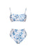 Swimwear for women with floral print bandeau top style and high waisted bottom